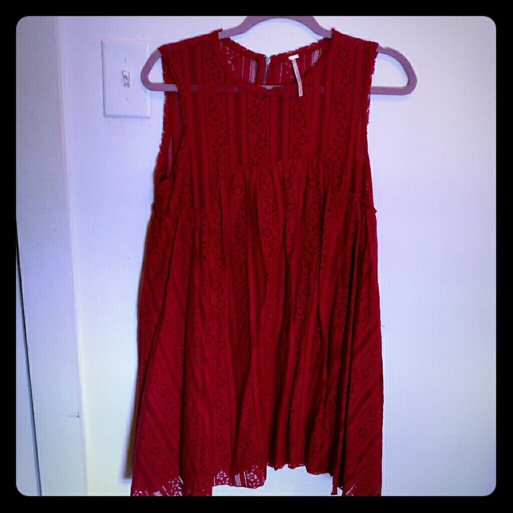 Free People Raspberry Lace Babydoll Dress