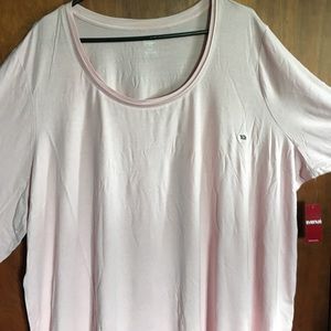 Pink Satin Trim Layering T-Shirt