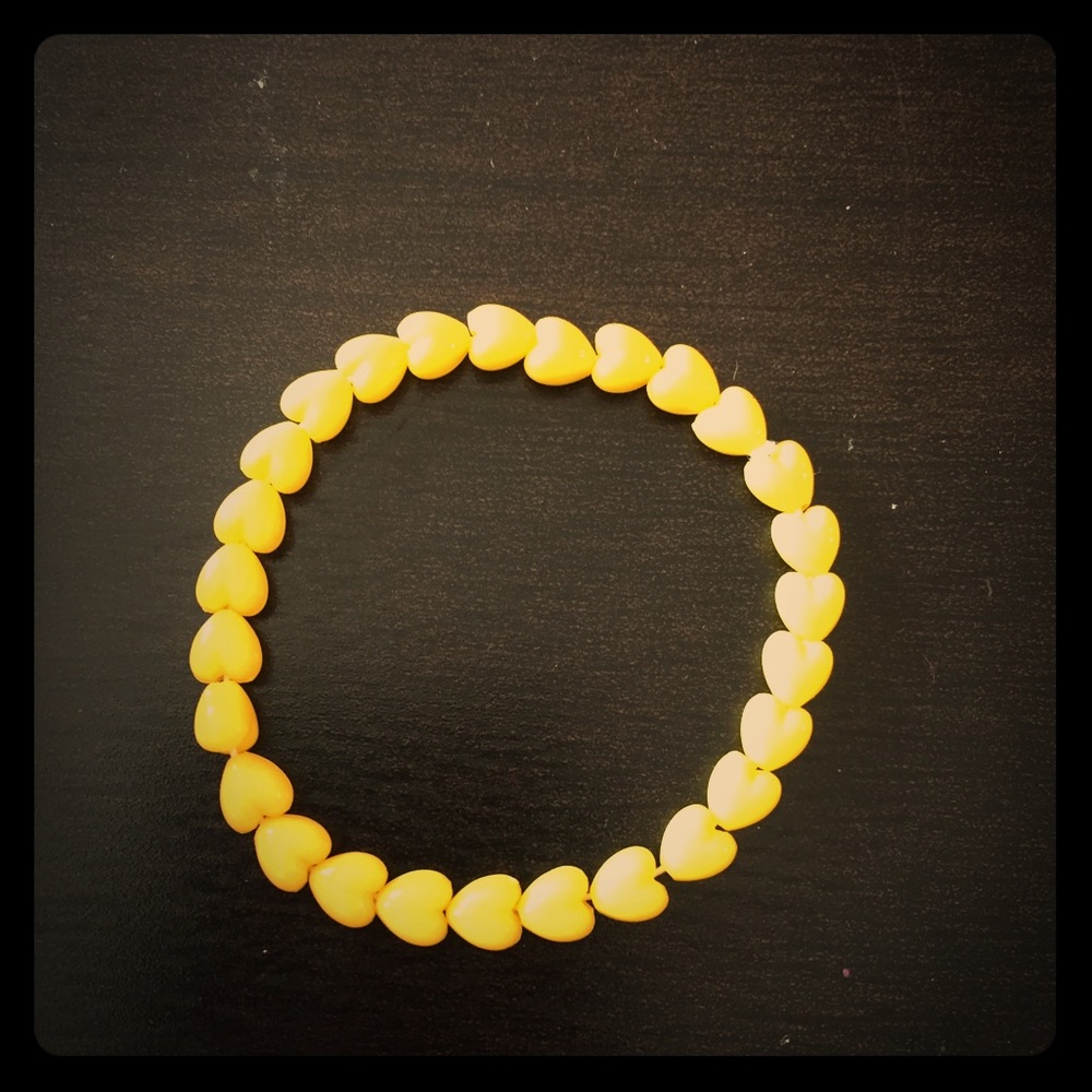 Handmade Yellow Heart Beaded Bracelet