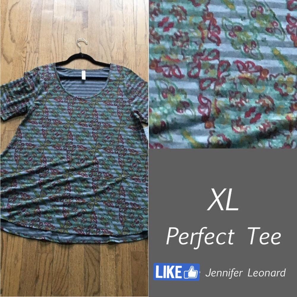 NEW PRICE FIRM Grey stripe w floral Perfect Tee.