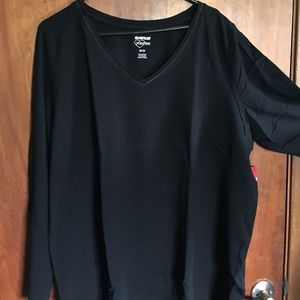 Black Cotton/Spandex stretchy long sleeve T-Shirt