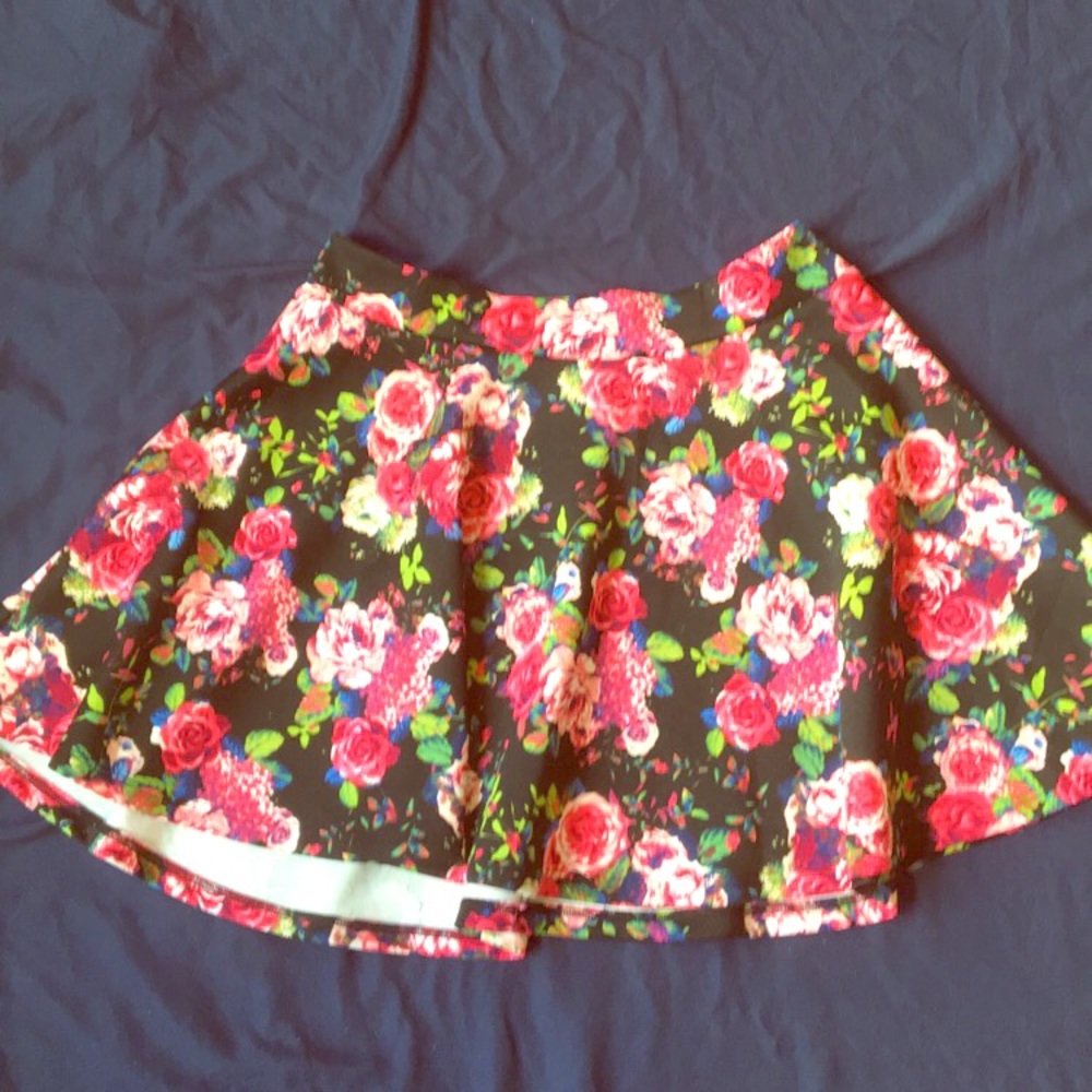 Floral Cheerleader Style Mini Skirt