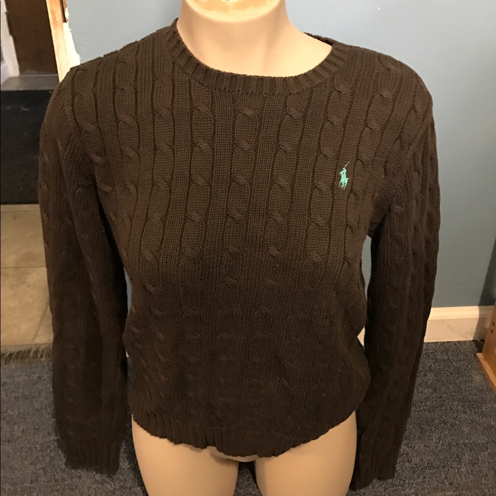 Brown Ralph Lauren cable knit sweater