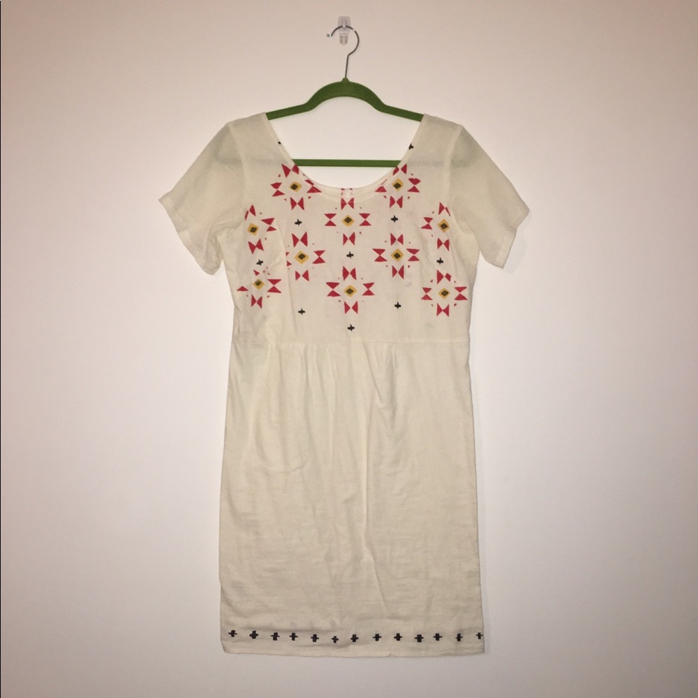 Cream dress with tribal print