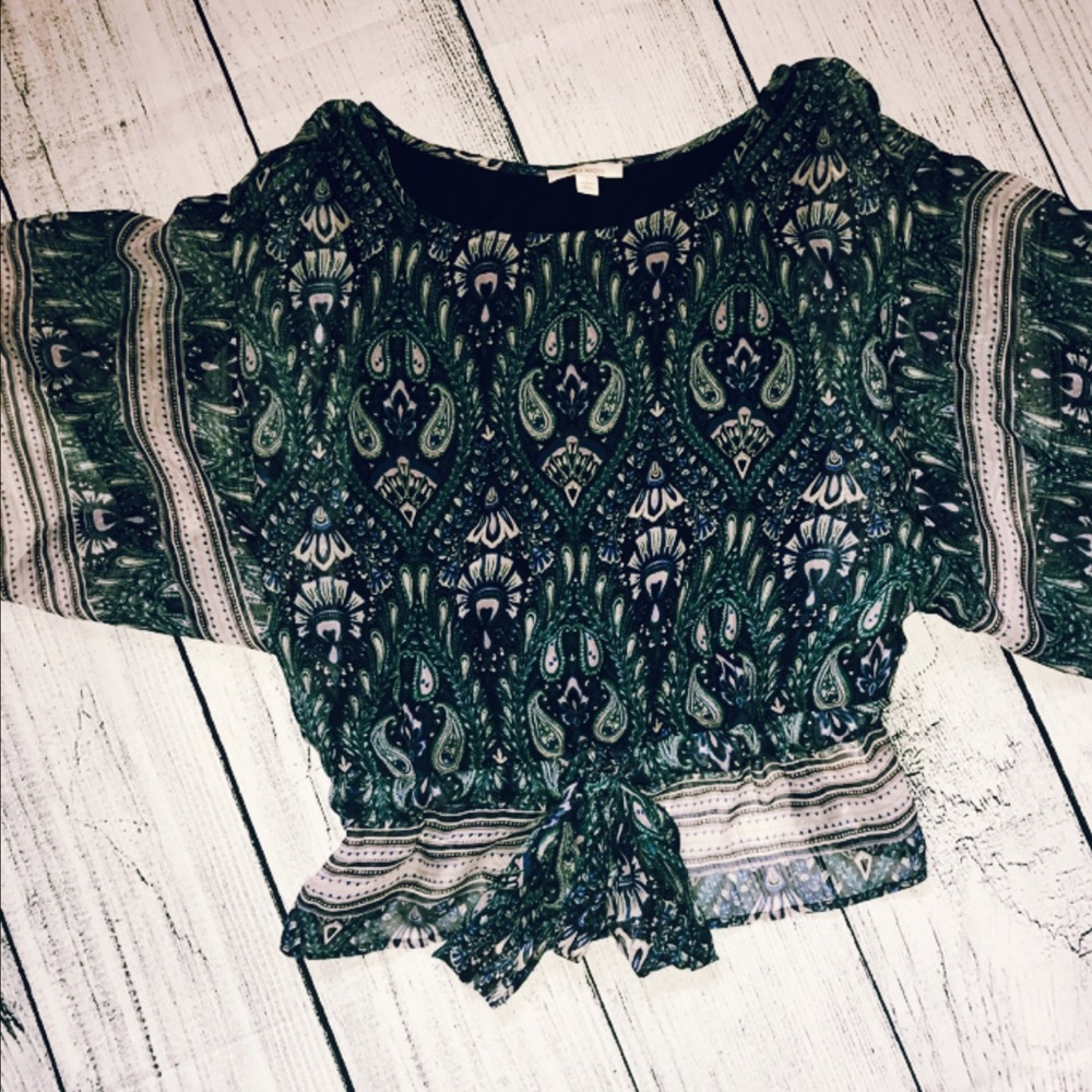 Anthropologie Ella Moss blue/green paisley blouse.