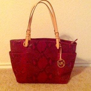 Michael Kors burgundy python handbag