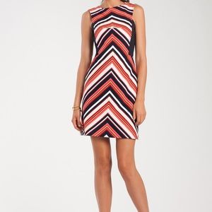Trina Turk coral and navy shift dress