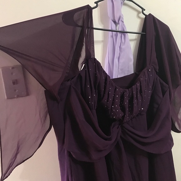 Royal purple full length dress gown - Picture 3 of 8