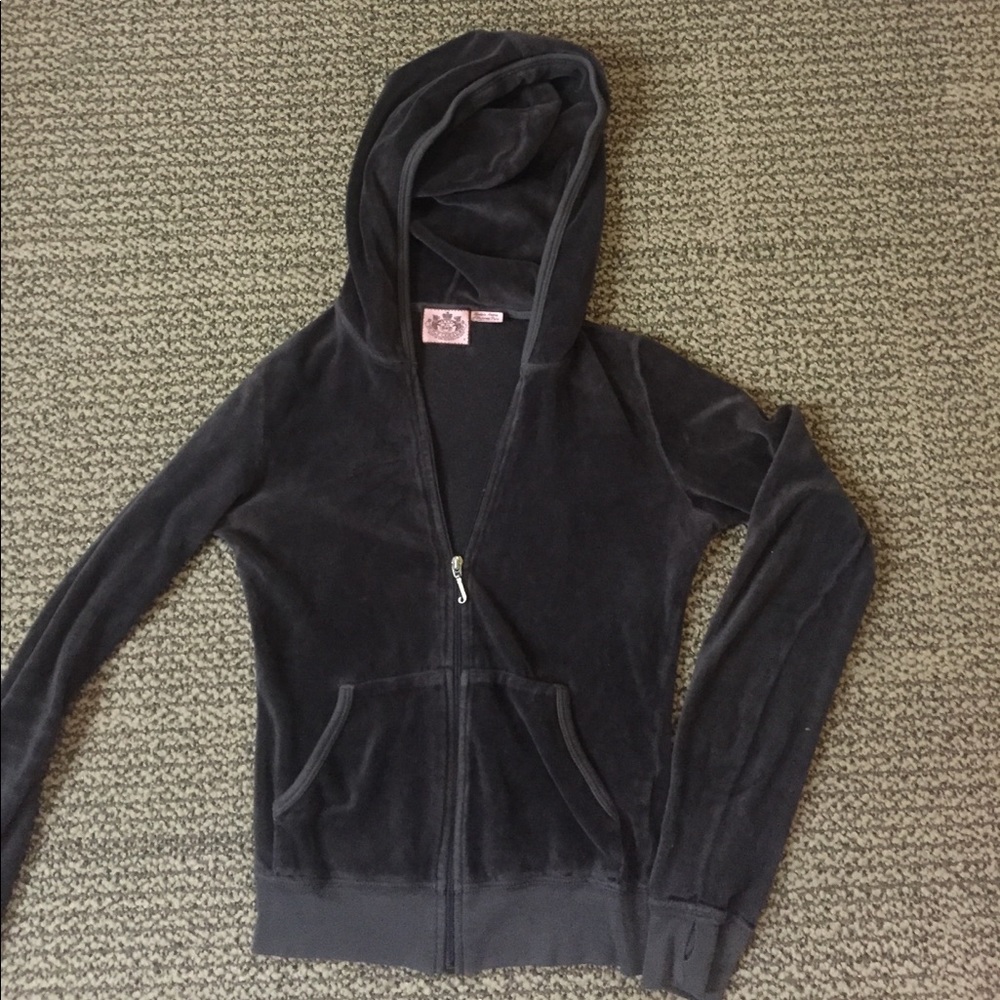 Juicy Couture grey velour hoodie zip up