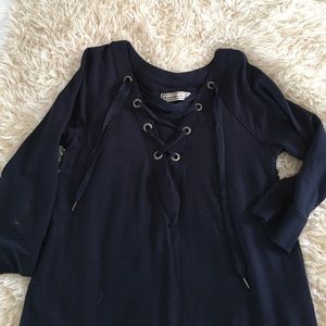 NWOT Lace-Up Navy 3/4 Sleeve Dress