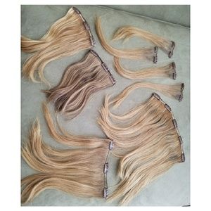 Hair extensions with hair topper - 9 piece set