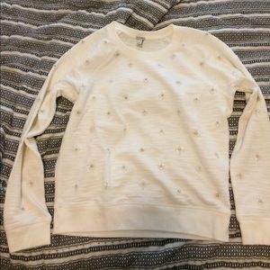 Jcrew cream embellished sweatshirt sz m