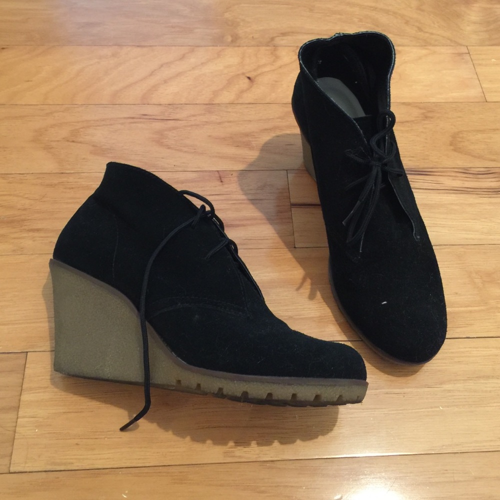 Black leather booties.