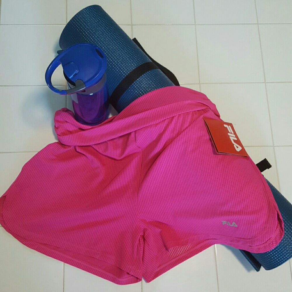 Hot pink Fila Infinity mesh shorts