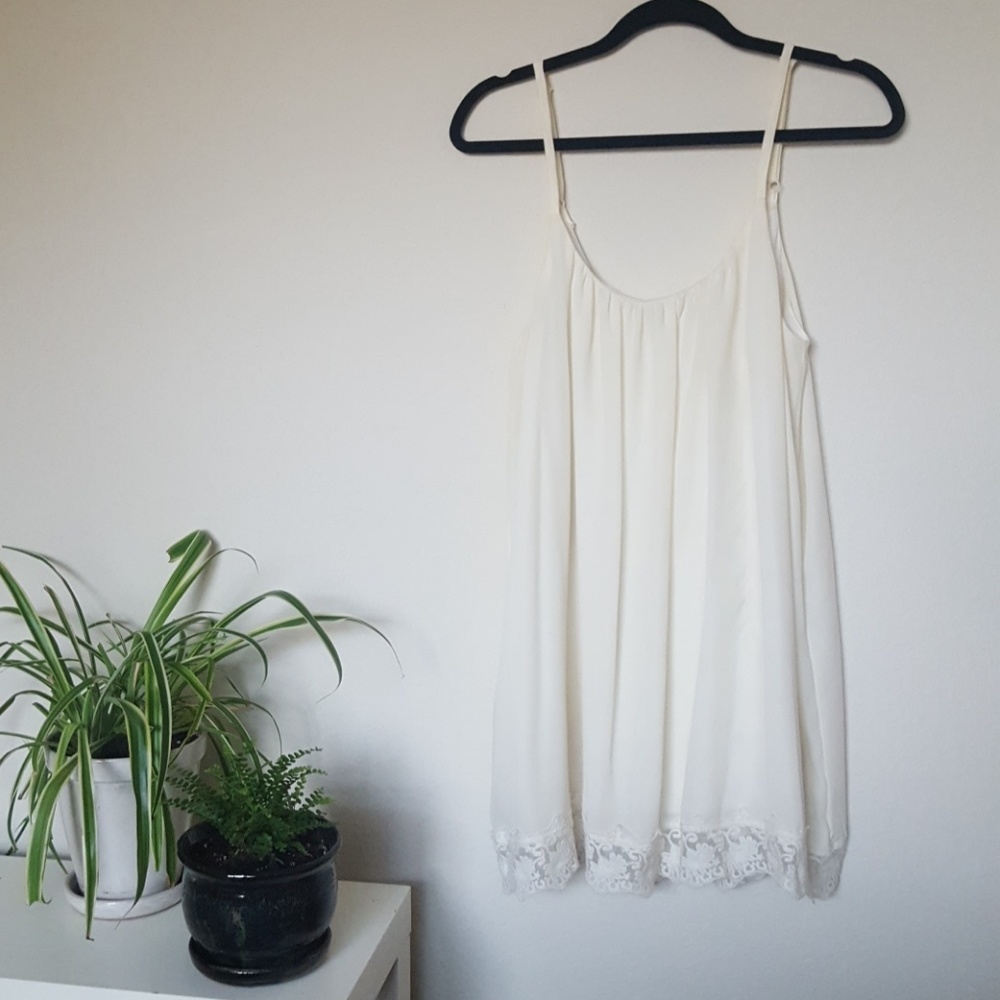 Tobi Off White, Lace Trimmed Dress