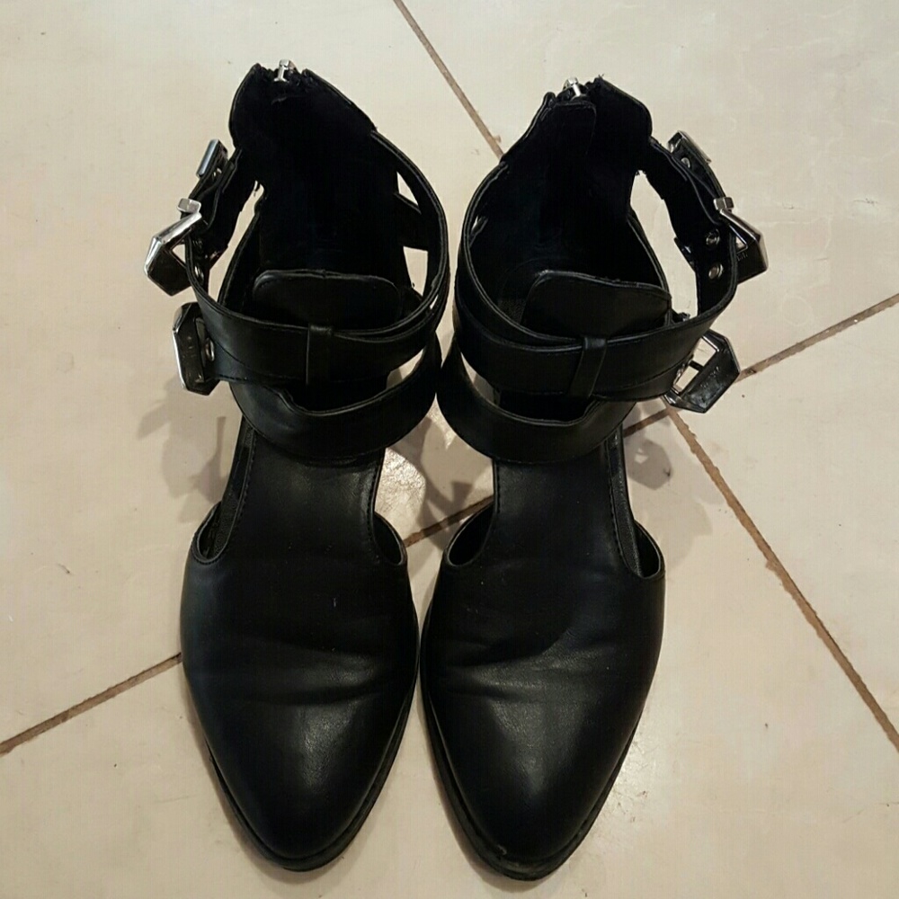 Black cutout booties