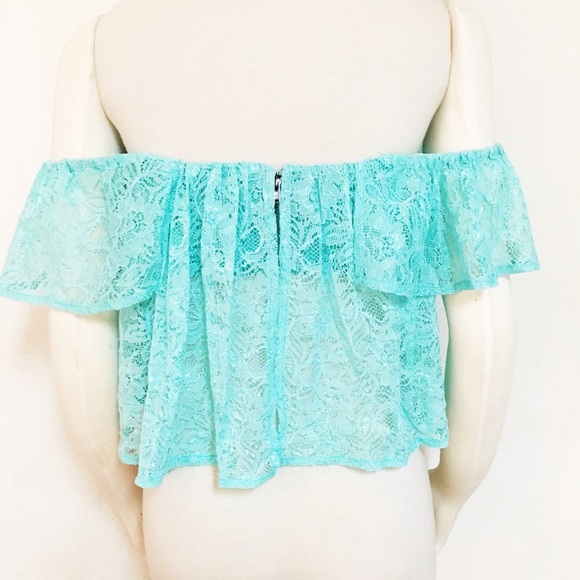 Lace off shoulder boho hippie festival gypsy top - Picture 3 of 5