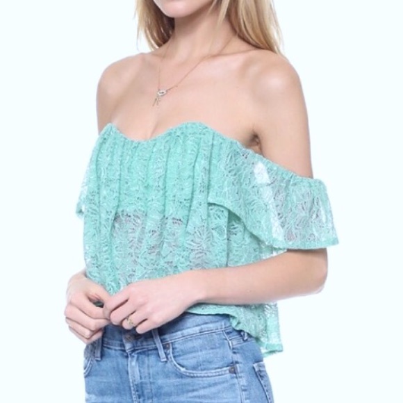 Lace off shoulder boho hippie festival gypsy top - Picture 5 of 5