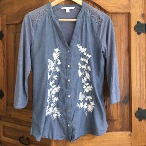Chambray embroidered top