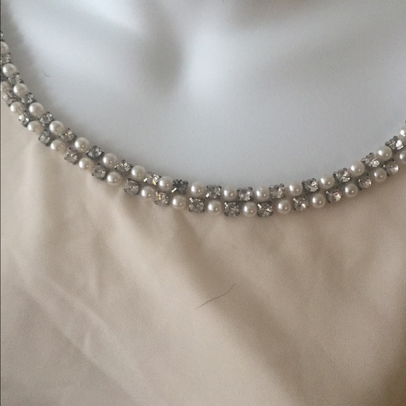 forever 21 cream tan pearl dress xs blouse sequin - Picture 2 of 2