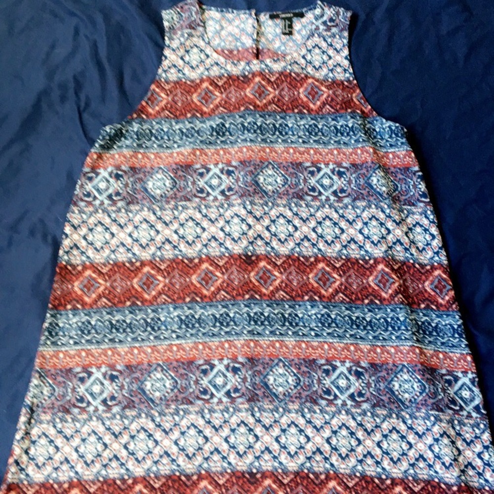Sleeveless Tribal Print Shift Dress