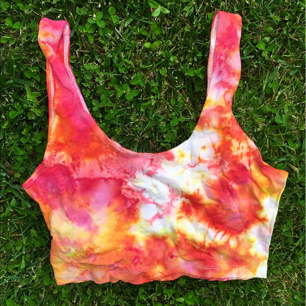SOLD // Hand dyed tie dye crop top!💗💛 - Picture 2 of 2