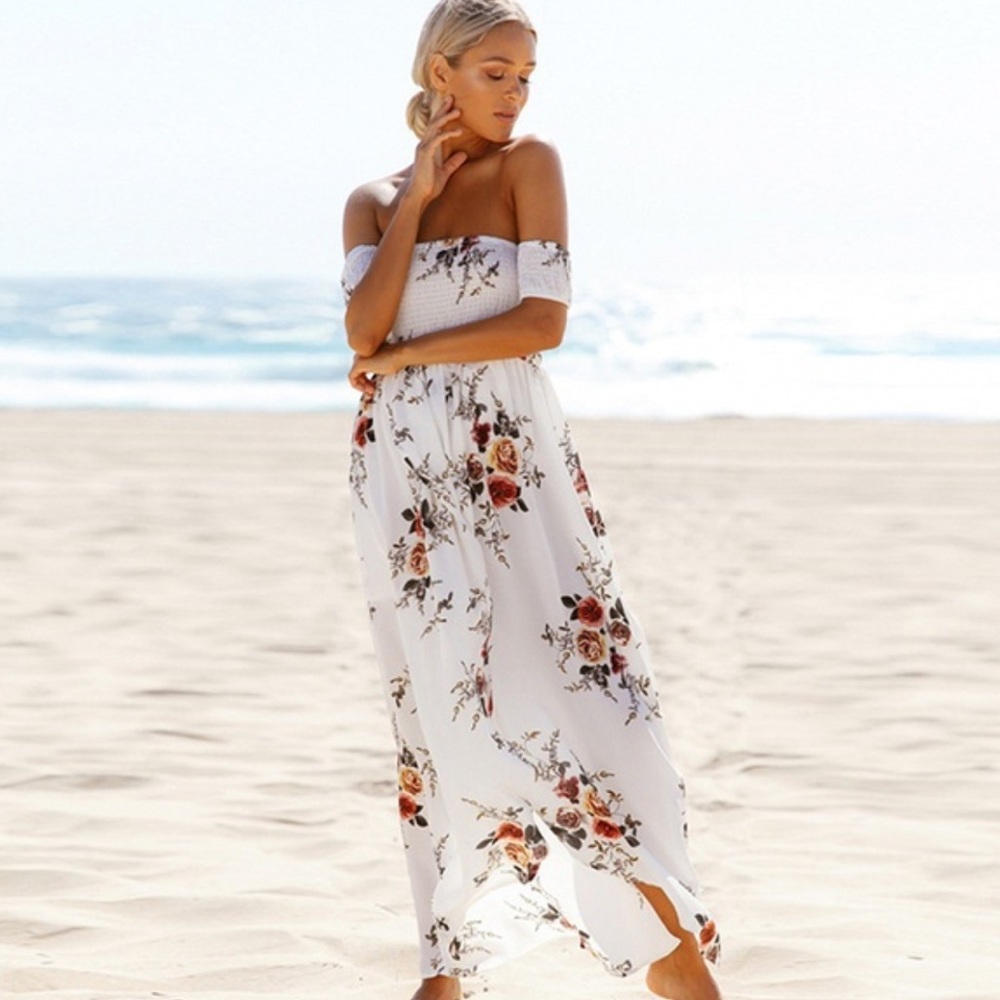 ▪️maxi off shoulder floral dress