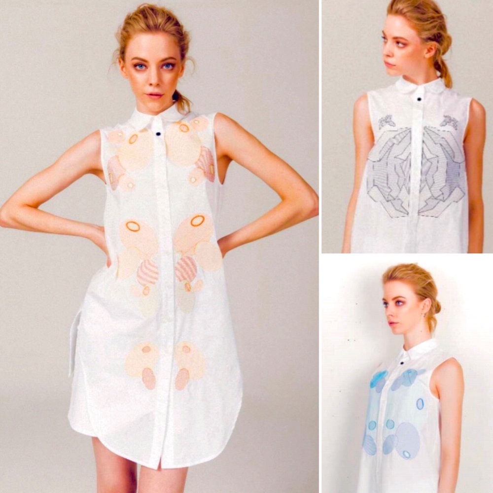 Abraham K Hangul hand embroidered Shirt Dresses