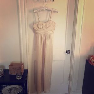 Long silk ivory maxi dress- removable straps