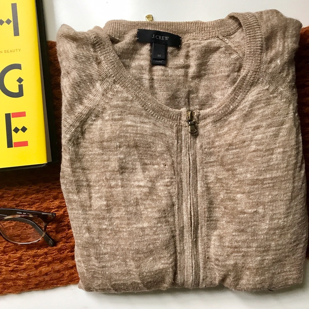 🍇- J. Crew linen lightweight zip up