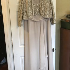 Full length dress with sequin jacket
