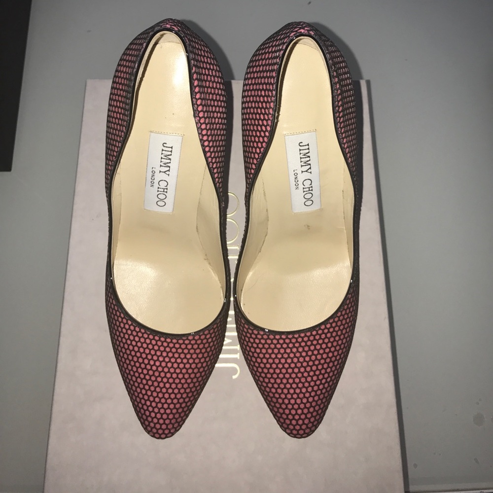 Jimmy Choo Honeycomb Suede Geranium Heels