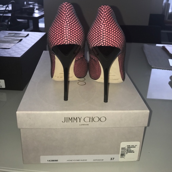 Jimmy choo honeycomb suede geranium heels - Picture 3 of 4
