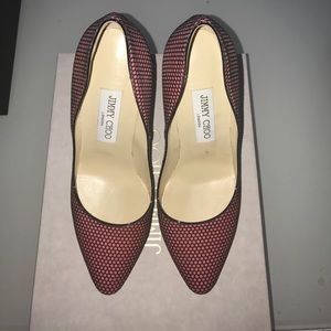 Jimmy choo honeycomb suede geranium heels