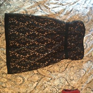 LOFT black and cream lace mini dress