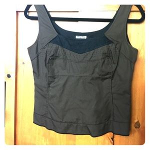 Min Miu deconstructed top,  brown & black