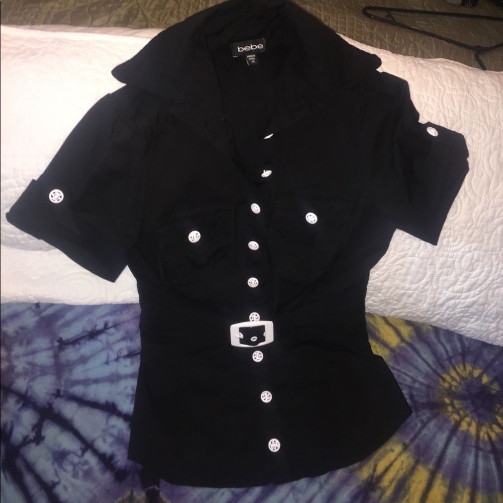 BEBE black button up blouse