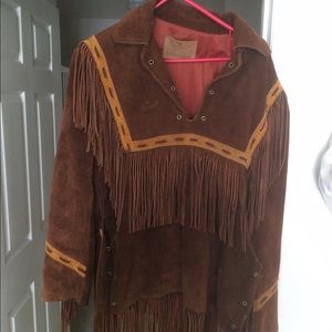 Pull over heavy leather motorcycle jacket.