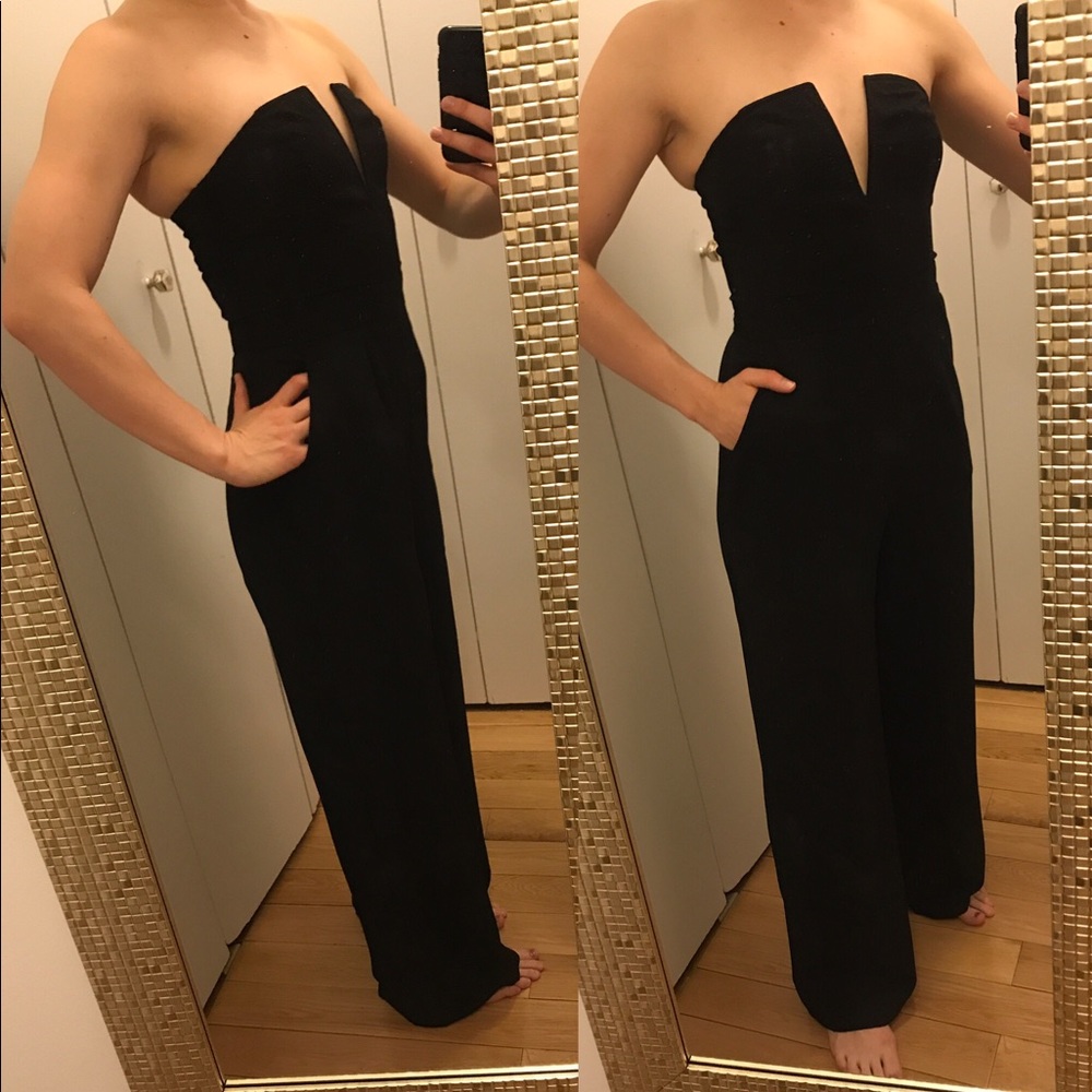 Deep V wide leg pantsuit - great for date night!
