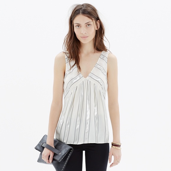 Madewell Tops - Madewell Dance Floor Stripe Silver Tank