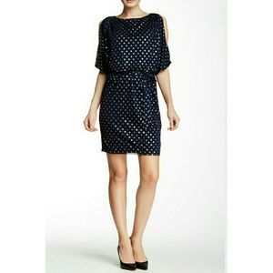 Jessica Simpson polka dot open shoulder dress