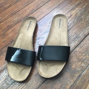 Black Patent Slides