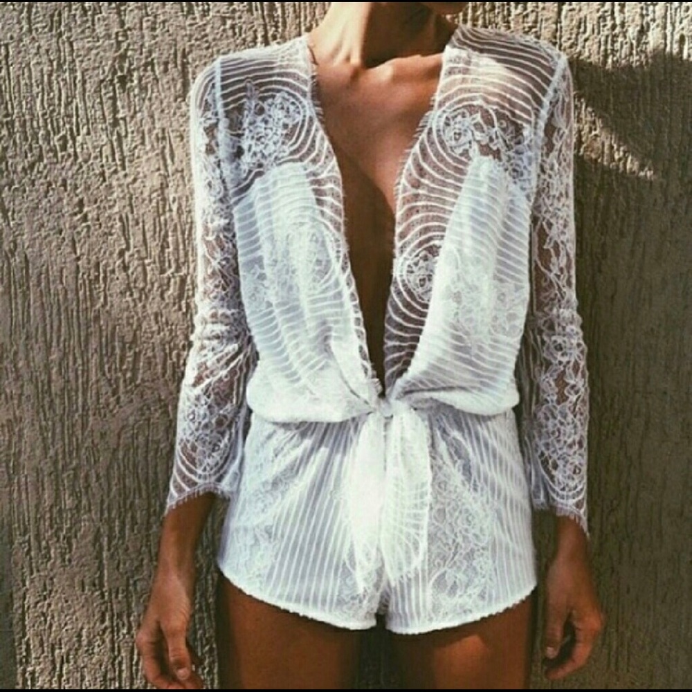 Eyelash lace romper