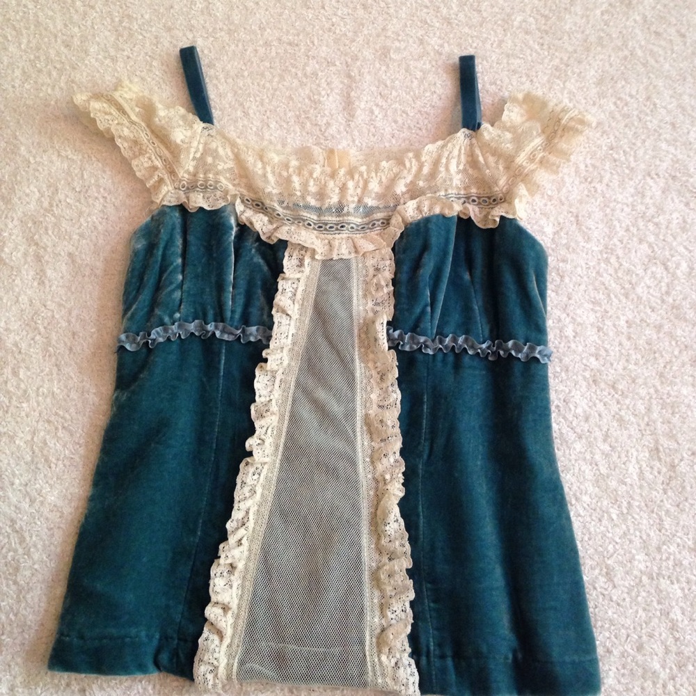 Nanette Lepore teal velvet top