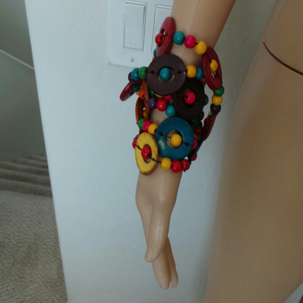 Multi Colorful long African beaded necklace - Picture 4 of 8