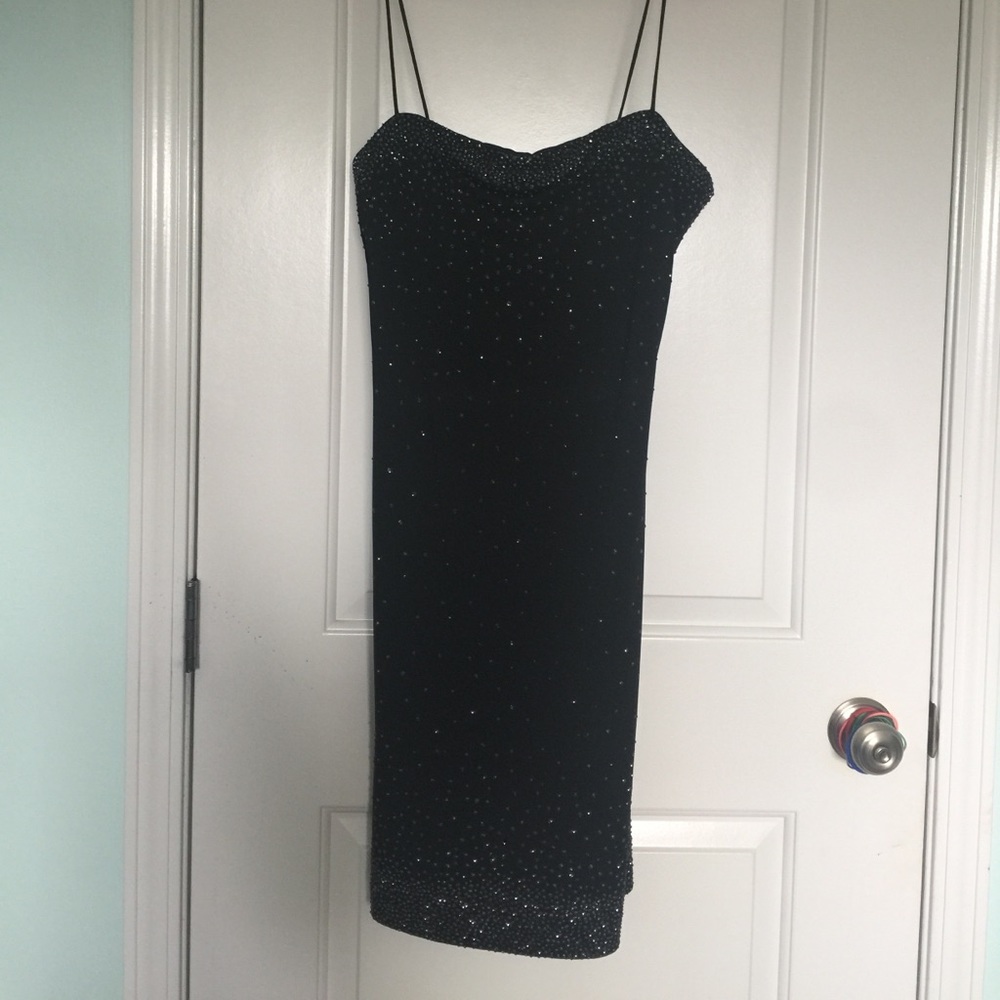 David Meister black sparkly cocktail dress