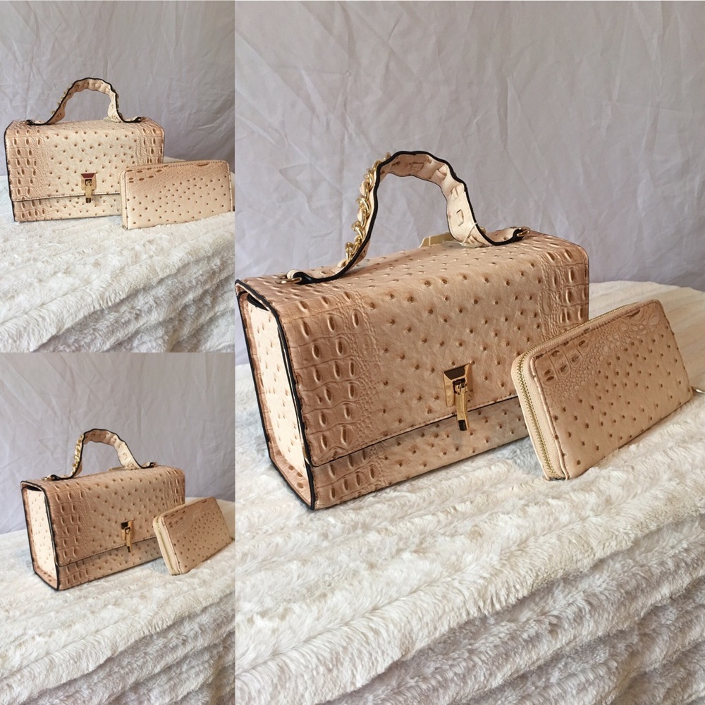 💛 Ostrich HANDBAG & Wallet set💛