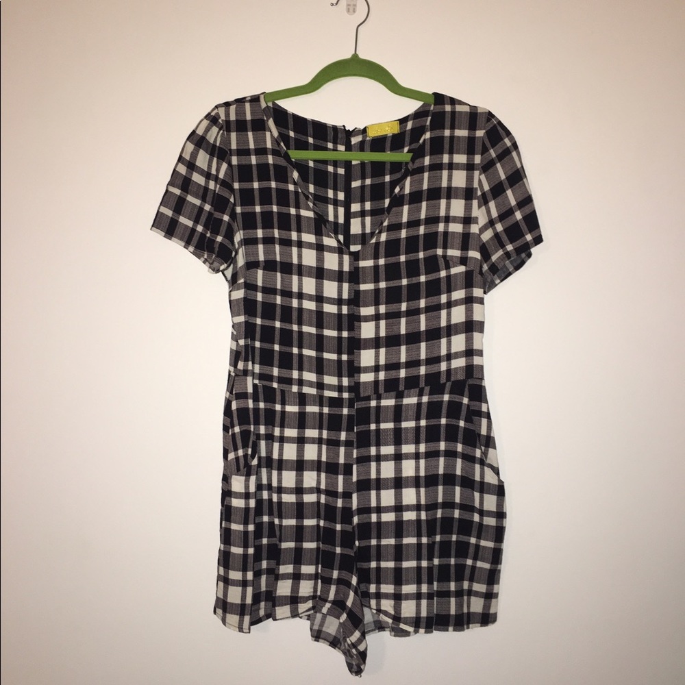 Black and White checked Romper