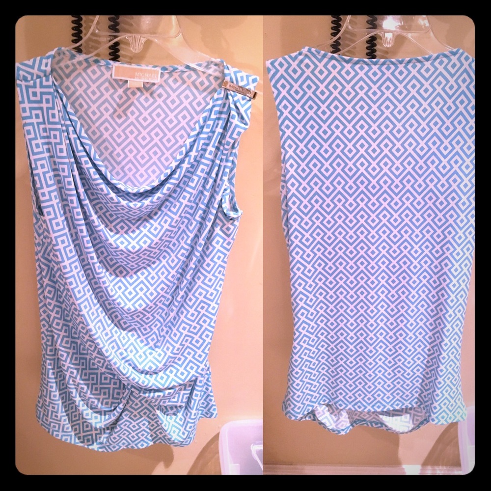 Michael kors blue & white blouse size small