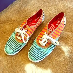 Multicolored, striped Keds